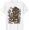 Country Cowboy Raccoon Rodeo Cowgirl Funny Western Texas T-Shirt