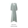 Kaslead New Women Clothes Western Style Fashion Pleat V-neck Temperament Length Dress 2954285 512