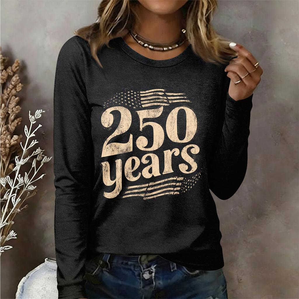 Женская рубашка с длинным рукавом Женская повседневная футболка с круглым вырезом и длинным рукавом с принтом