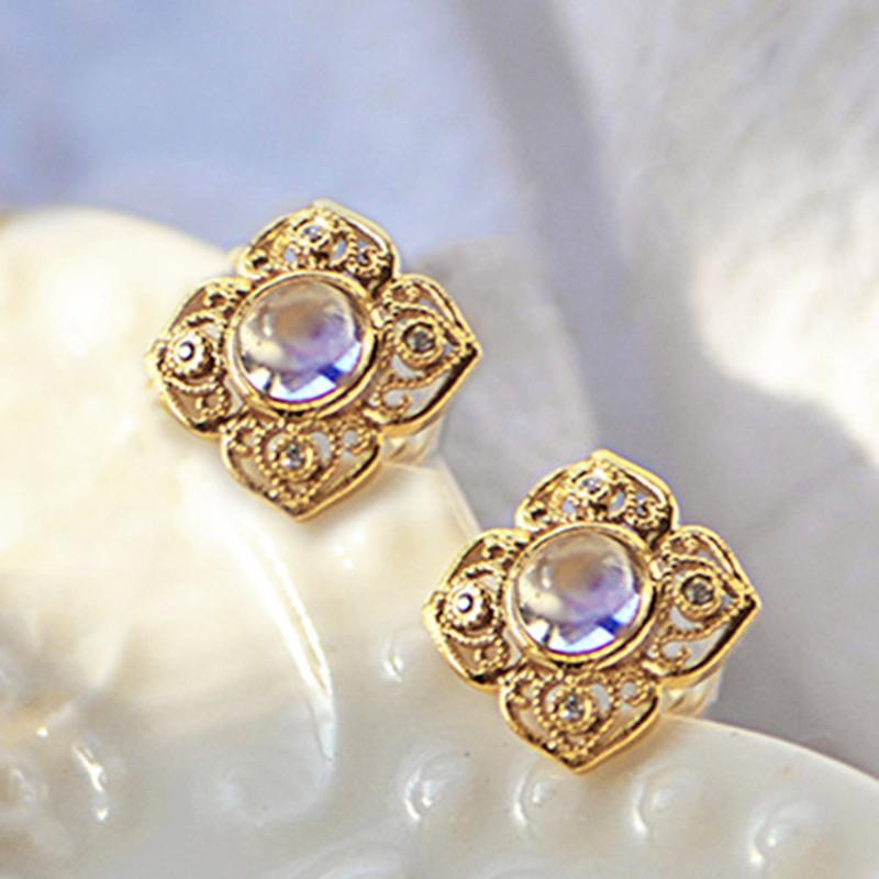 Xiaomi Huitan Crystal Imitation Moonstone Stud Earrings for Women Aesthetic Pattern Design Temperament Elegant Lady Wedding Earrings