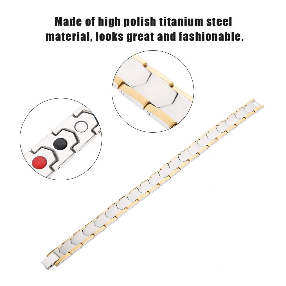 Браслет магнитной терапии из титановой стали, регулируемый браслет для мужчин, подарок для здоровья (Серебряный)