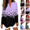 Women's T Shirt Tee Printed Long Sleeve Daily Weekend Fashion Basic V Neck Curved Hem Regular Top