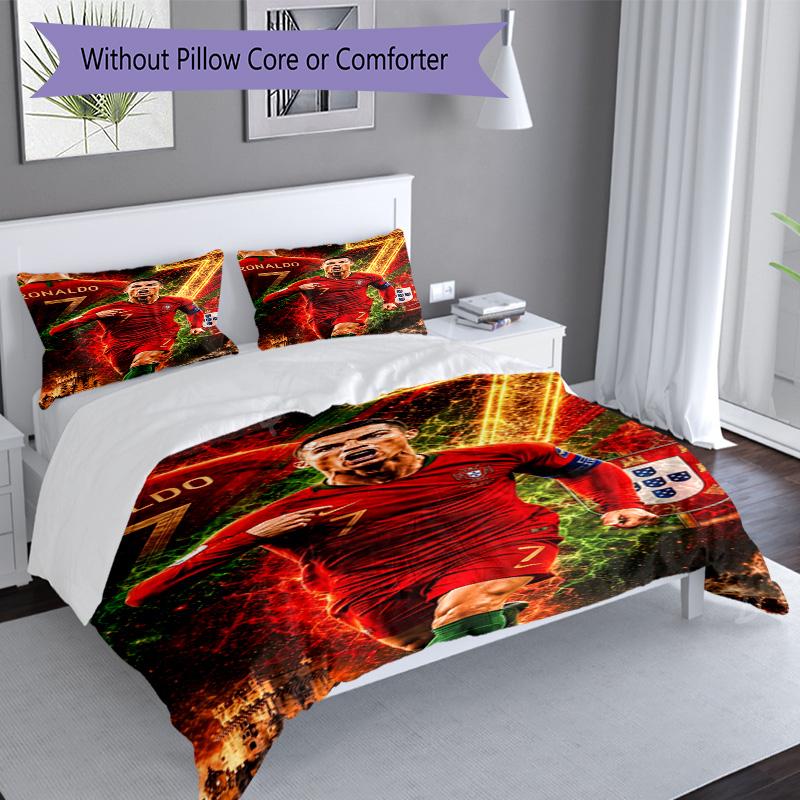 Ronaldo's Portugal Jersey Bedding Set, Breathable Duvet Cover with Pillowcases, Soft Bed Linen for Bedroom Home Decoration, Perfect Festival Birthday 