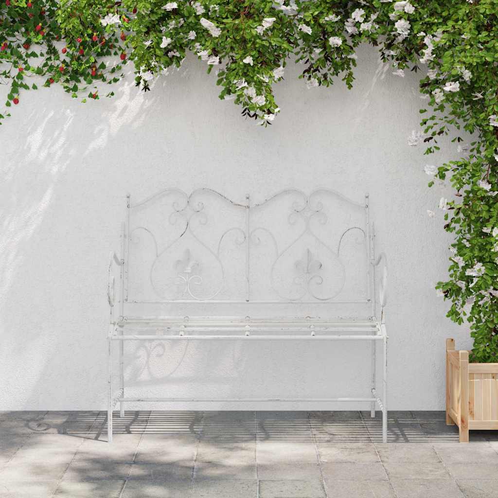 Antique White Garden Bench 104 x 54 x 93 cm Steel