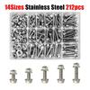 212-piece stainless steel heavy-duty hex bolt and nut kit, M5/M6/M8, suitable for home maintenance and industrial equipment.