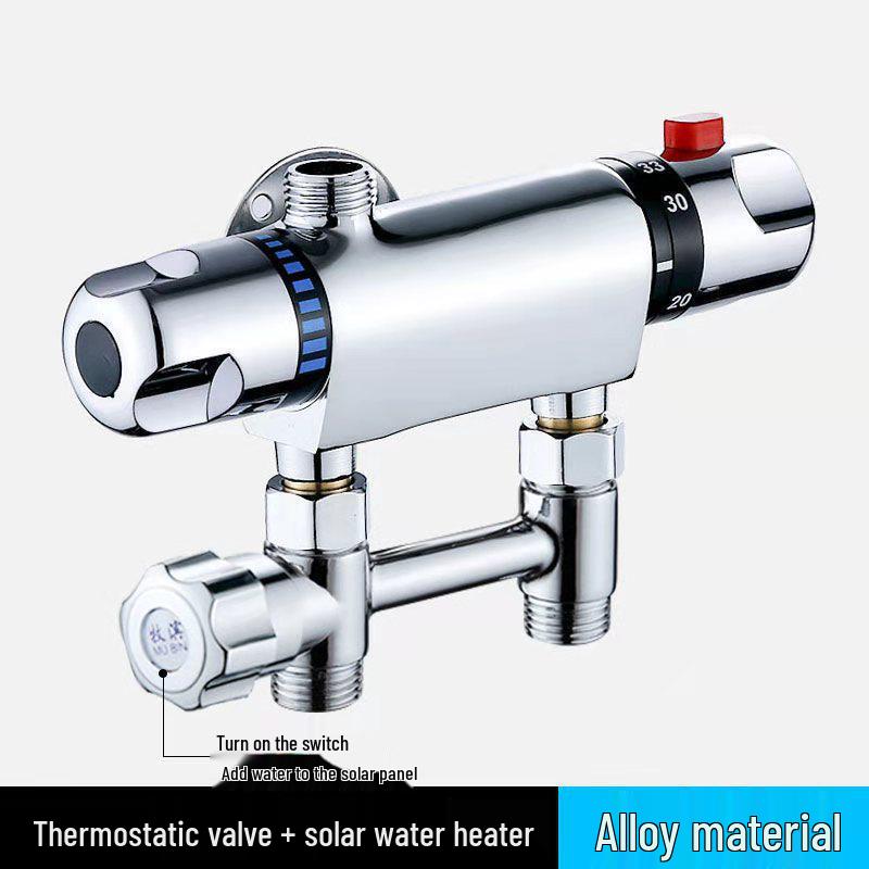 Полностью медный термостатический душевой смеситель с солнечным водонагревателем и клапаном контроля температуры
