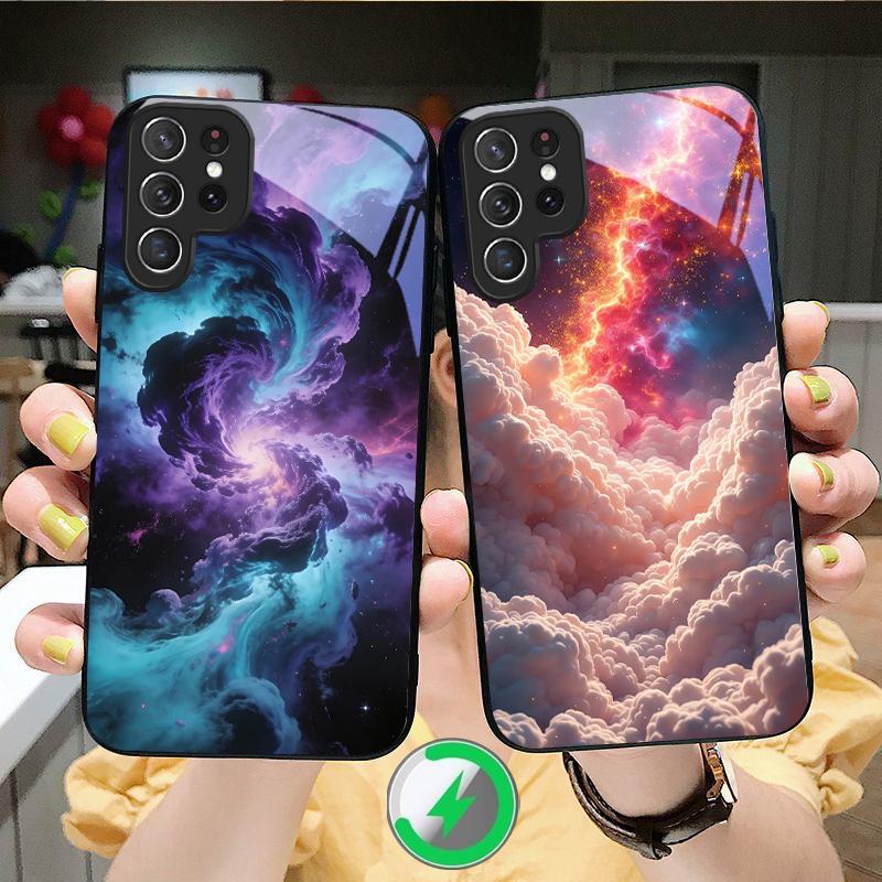 Горячий оранжево-золотой цвет Подходит для Samsung Galaxy S25 Ultra S20 FE S21 S22+ S23 Plus S24 S26 Edge магнитное стекло Чехол для телефона