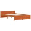 Bed Frame with Headboard Wax Brown 195.5 x 140.5 x 51 cm