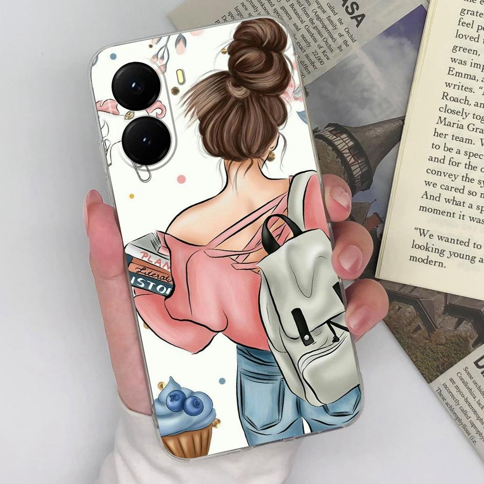 Чехол для Xaimo Poco F3 F4 X7 X6 X5 X4 X3 M5 M6 M7 14T 15 Pro Plus с красивым рисунком для девочек, прозрачный силиконовый защитный корпус для объектива Xiaomi Capa