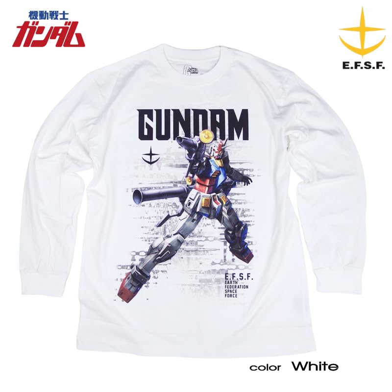 [EVERSOUL] Футболка с длинным рукавом Mobile Suit Gundam GUNDAM RX-78-3 Силы Земной Обороны Mobile Suit Zaku Char Аниме Товары Подарок Мужская Белая Размер M [Parall
