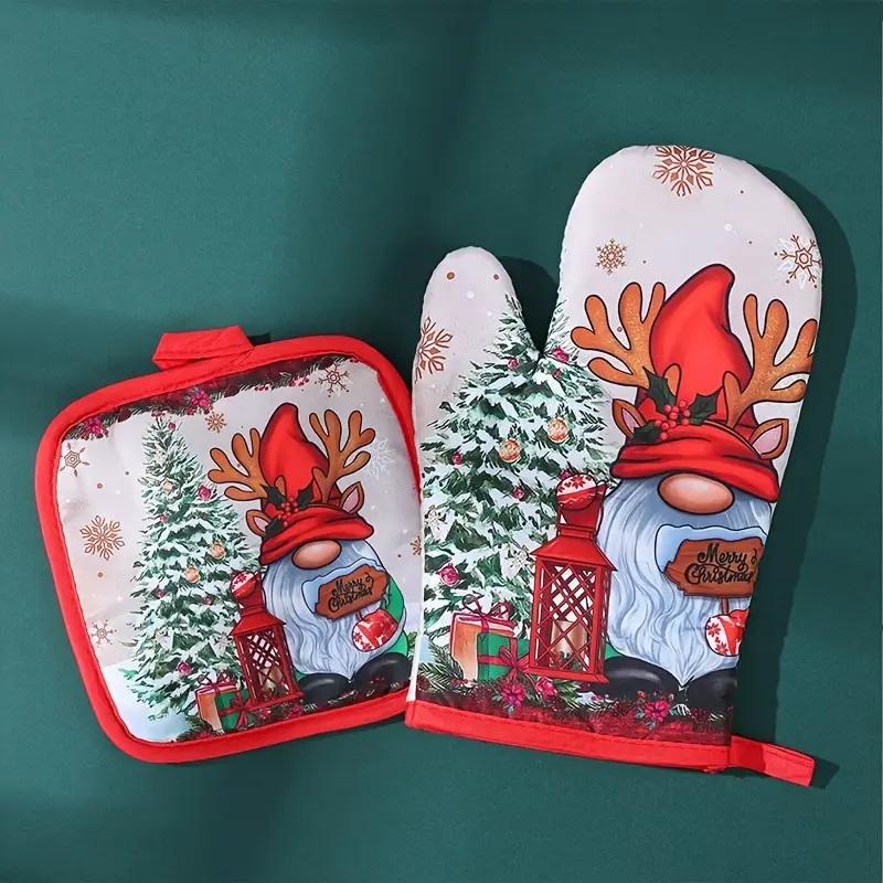 Рождественские прихватки Санта-Клаус Снеговик Колокольчик Узор Изолированные Перчатки Декоративный Подарок Дом Кухня Рождественское Украшение