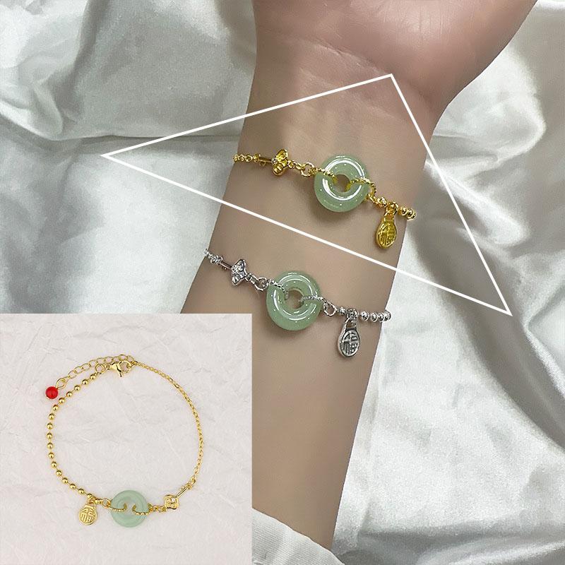 Ventfille Hetian Jade Bracelet for Women Girl Temperament Luxury Retro Palace Good Fortune Bless Jewelry Dropshippping
