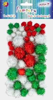 Metallic Pompoms, Mix of Sizes and Colors, Pack of 50, PM-3496