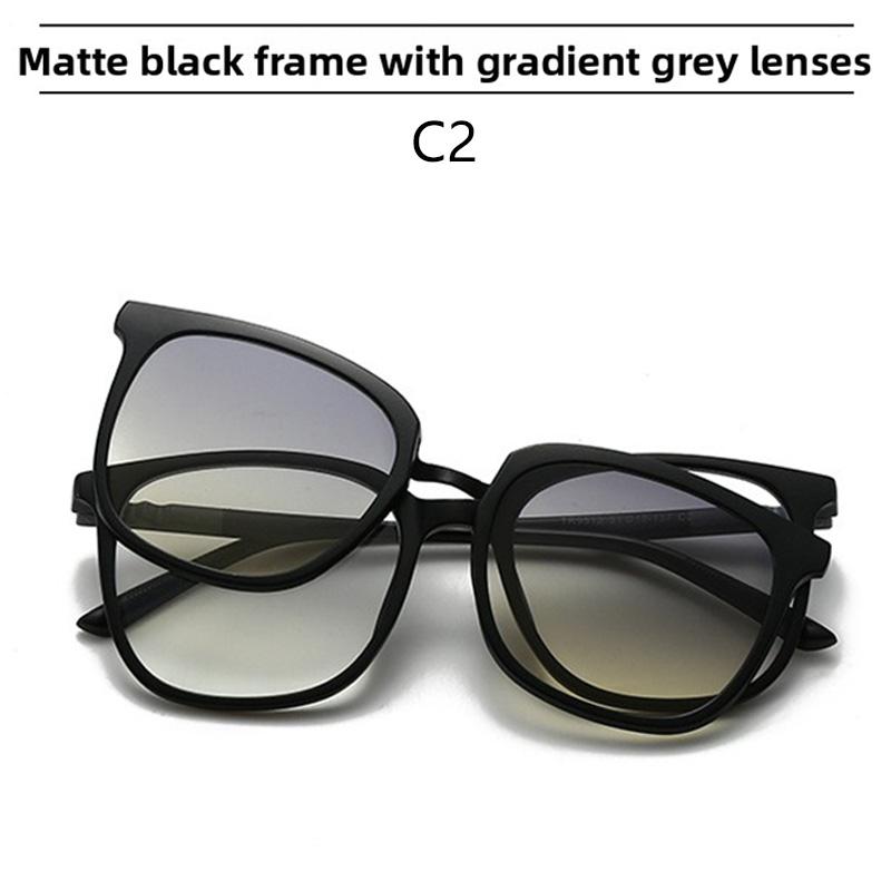 2 In 1 Magnetic Multi-Functional Night Vision Driving Sunglasses Magnetic Clip-On Lens Myopia Frames Polarized Sun Protection