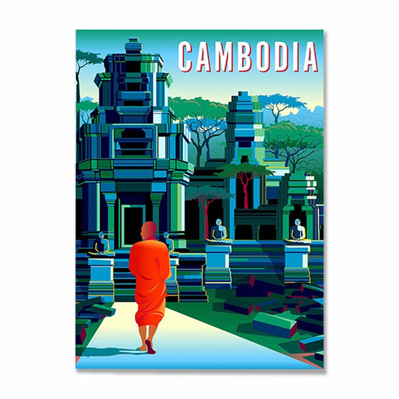 Vintage Tourist City Poster Print Türkiye Dubai Tanzania Landscape Wall Art Canvas Painting Nordic Home Decoration Picture