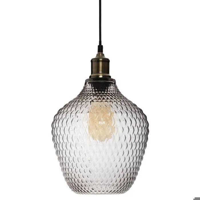 Atmosphera Omaha pendant light E27 socket smoked gray