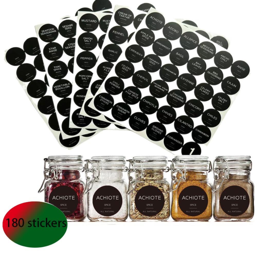 180 шт. 1,38 дюйма, этикетки для банок для специй с принтом, самоклеящаяся наклейка на бутылку приправы, баночки для специй