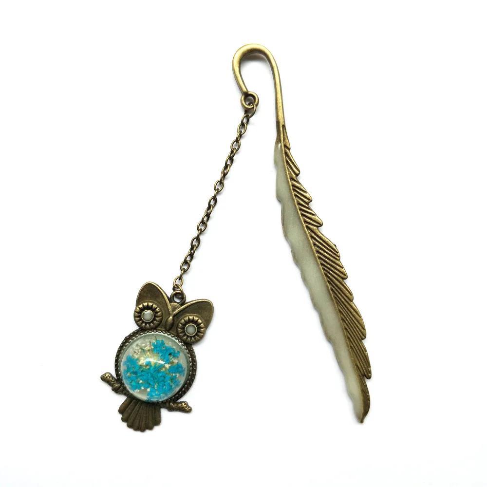 1 шт. светящаяся закладка в виде пера, ретро светящаяся креативная металлическая закладка в виде хвоста кита, флуоресцентная закладка в виде совы/бабочки