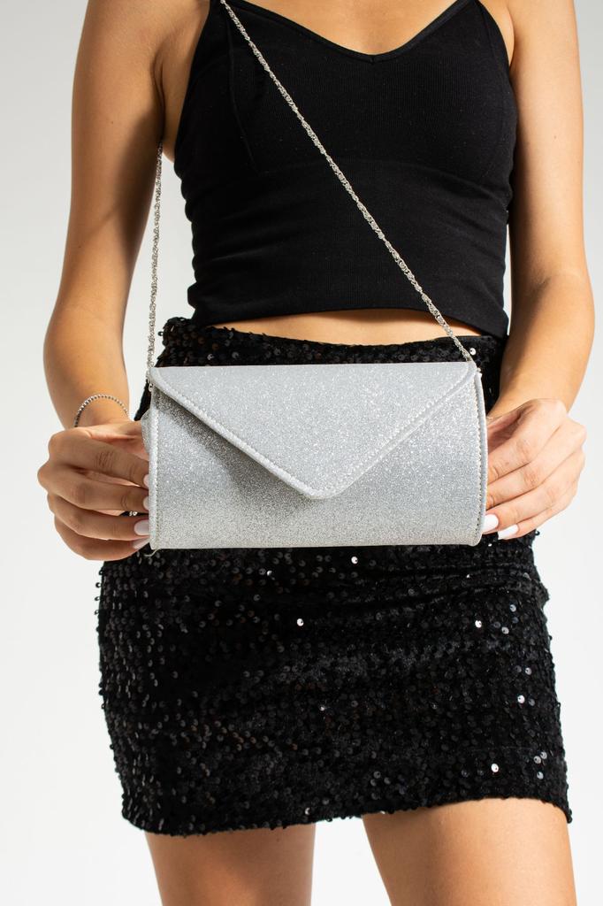 Women's Stylish and Useful Evening Dress Bag Women's Silvery Black Mini Portfolio Evening Dress Bag