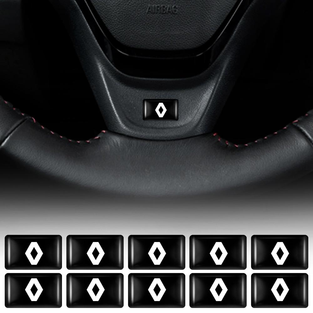 TSEK2 10/20/50Pcs 3D Epoxy Car Interior Steering Wheel Central Control Decorative Sticker For Renault DACIA Logan Clio Duster Sandero