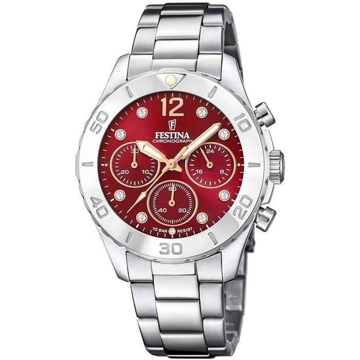 Montre - Festina - F20603/2 - Cadran rouge - 39mm - Chronographe - Étanchéité 100m
