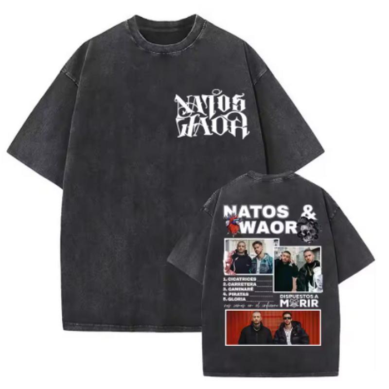 Rapper Natos Waor Vintage Washed T Shirt Men Women Summer Letter Print High Quality Tshirts Fashion Cotton Short Sleeve Tshirt