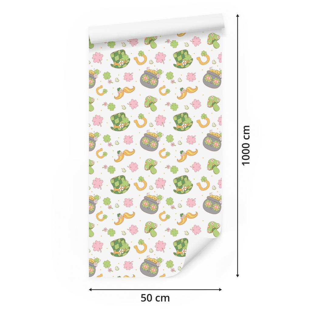 St. Patrick' Day Wallpaper White for Living Room and Bedroom 50x1000