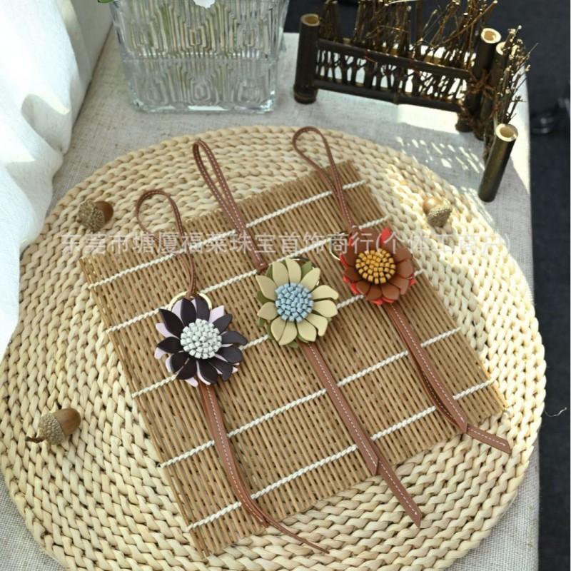 Sunflower Leather Bag Charm Floral Garden Ornament Handbag Decoration