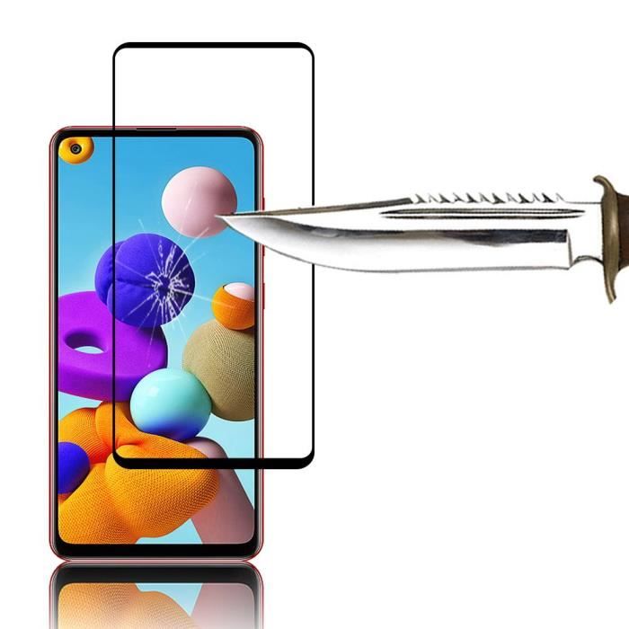 Film de protection d'écran - VCOMP - Samsung Galaxy A21S - Verre Trempé - Pack de 2 - Noir