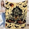 1pc Halloween Pumpkin Flannel Nap Blanket, Printed Air Conditioning Blanket, Holiday Party Sofa Throw Blanket