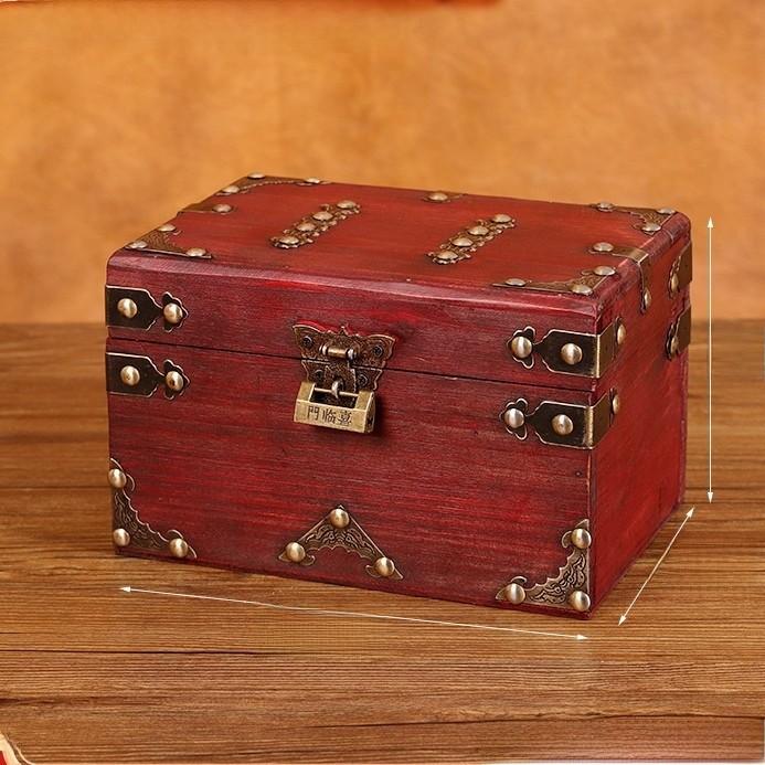 Wooden Tabletop Storage Box With Latch For Home Office Essentials