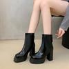 Fashion 2025 Night Club Platform Thick Heel Woman Ankle Boot Autumn Winter Height Increase Shoes Laides Elegant Party Girl Short Booties