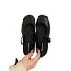 Girls Mary Jane Single Shoes Female Spring Square Head Flat Shallow Mouth Soft Bottom Soybean Shoes