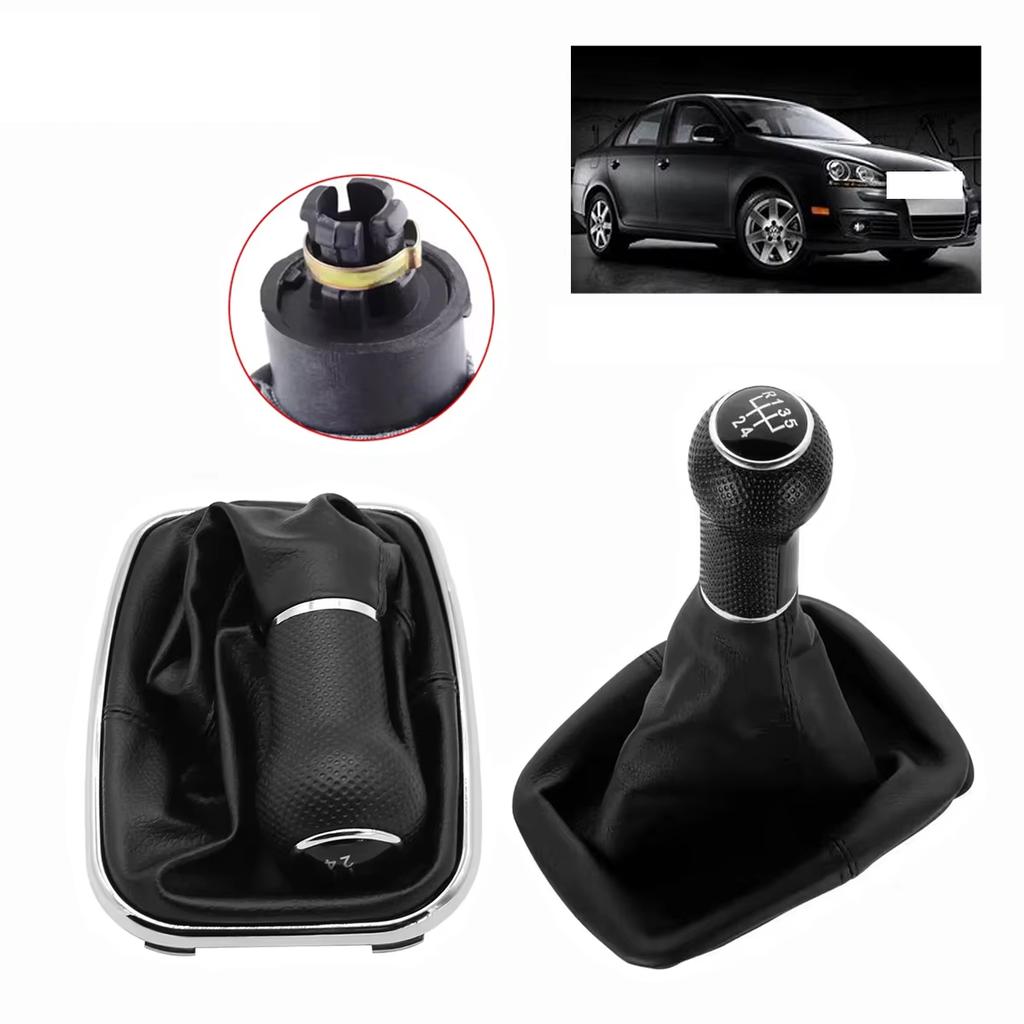 Ручка переключения передач для 5-ступенчатой механической коробки передач Bora Jetta 1999-2005 гг. Дизайн рычага переключения передач Черный кожаный воротник Пылезащитный чехол Аксессуары для переключения передач