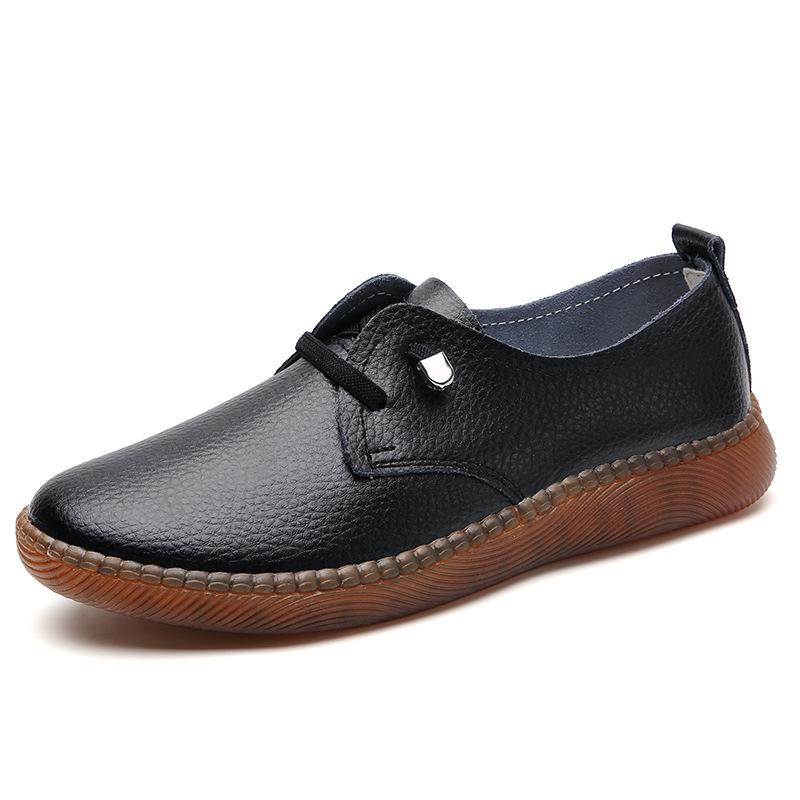 Туфли из натуральной кожи. Женская новинка весны 2023. Маленькие белые туфли на мягкой подошве. Нескользящая обувь для мам. Повседневная маленькая кожаная обувь.