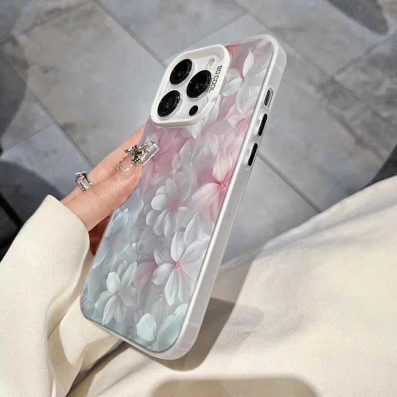 Розовый чехол с цветочным принтом для iPhone 17 16 15 14 13 12 11 Pro Max X XS XR 15 14 Plus 16E 17Air Ударопрочный защитный чехол