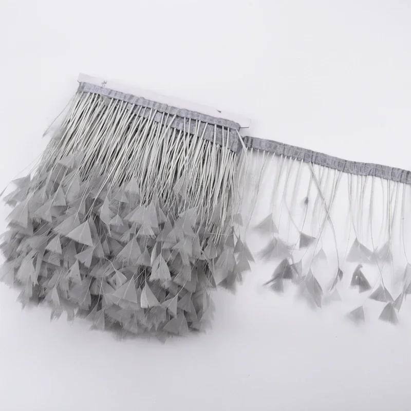 2Meters Colored Turkey Feathers On Tape Tassel Fringe Trim Decoration White Black Ribbon Sewing Dress Flecos Handicrafts Decor