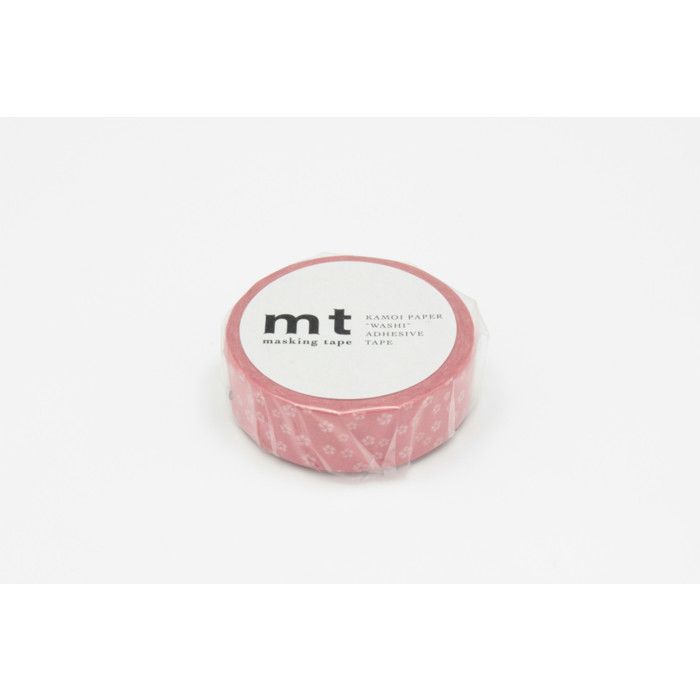 Masking tape rose fleurs blanches - 1,5 cm x 7 m