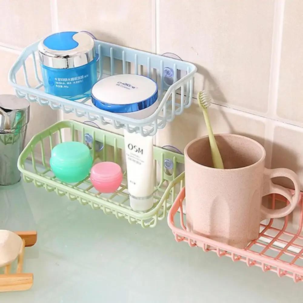 Simple Sink Drain Basket Kitchen Storage Rack with Suction Cup Bathroom Shelf Home Decoration Organizer Kitchen Gadgets