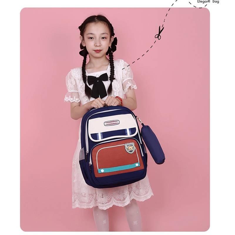 Charming Cartoon Nylon Backpack For 1st And 2nd Grade Kids With Spacious Capacity Cute Pencil Case