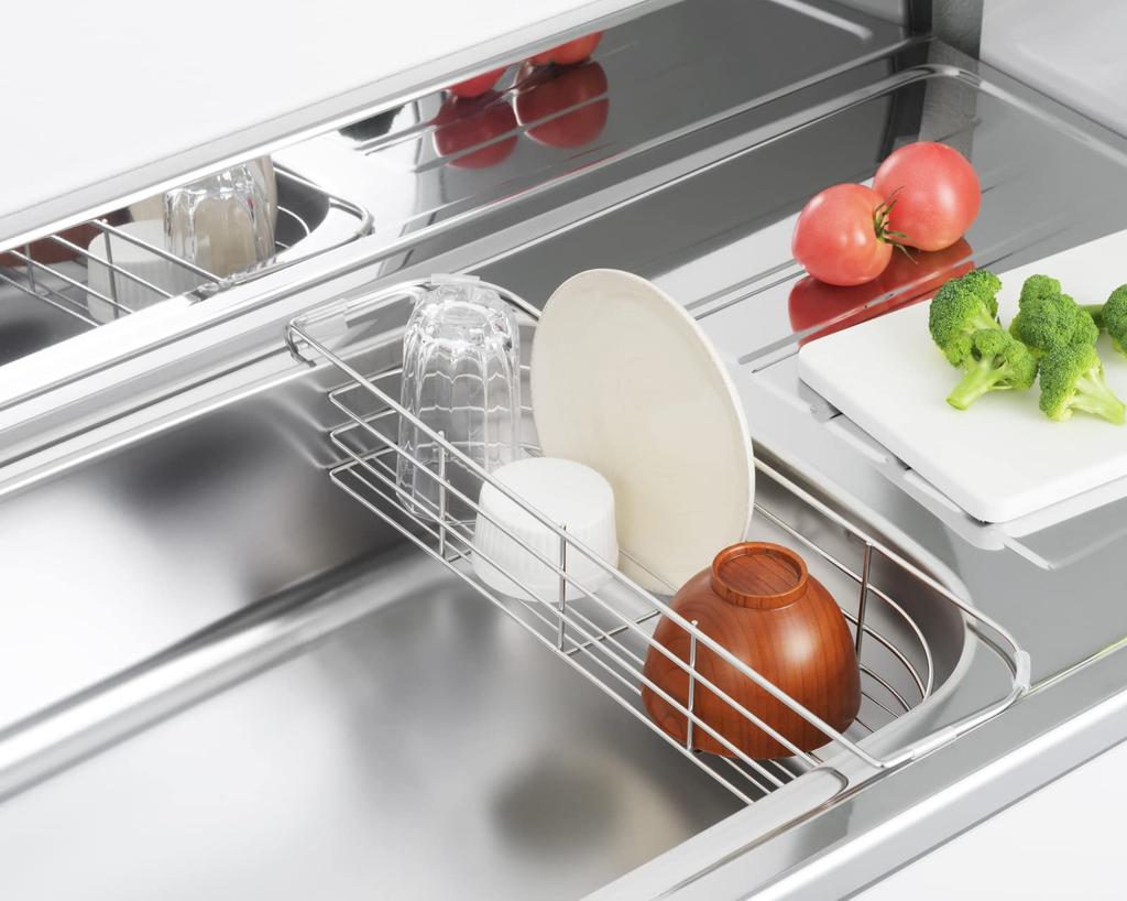 Yoshikawa Dish Made In Width 12 X Depth 47 X Height Sinkside Dish Kitchen Basket Drainer, Japan, 8.3 Cm, Hi! Series, 1306224, Drainer, Basket,