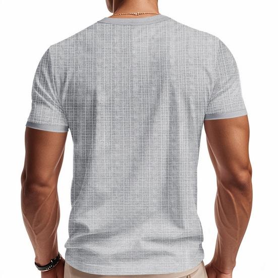 Летняя мужская футболка свободного кроя в американском стиле с коротким рукавом, застегивающаяся на пуговицы, с круглым вырезом, однотонная повседневная футболка