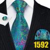 Mens Fashion Neckties Teal Silk Tie Pocket Square Cufflinks Blue&Green Formal Casual Ties