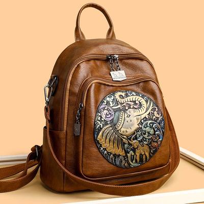 Jixiang 2024 Модный рюкзак из овчины с вышивкой в национальном стиле для студенток