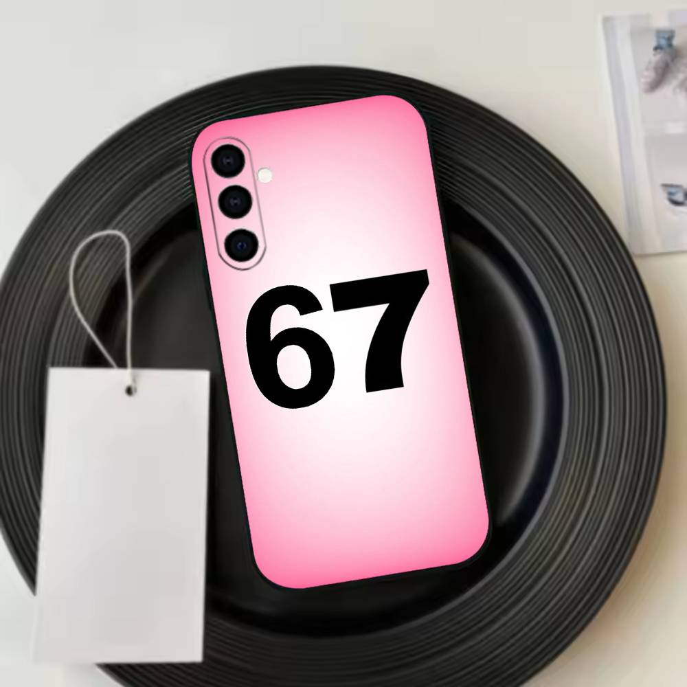 67 Шесть Семь-н Чехол для телефона Черный Силиконовый Мягкий Для Samsung Galaxy A73,A72,A71,A70,A53,A52,A51