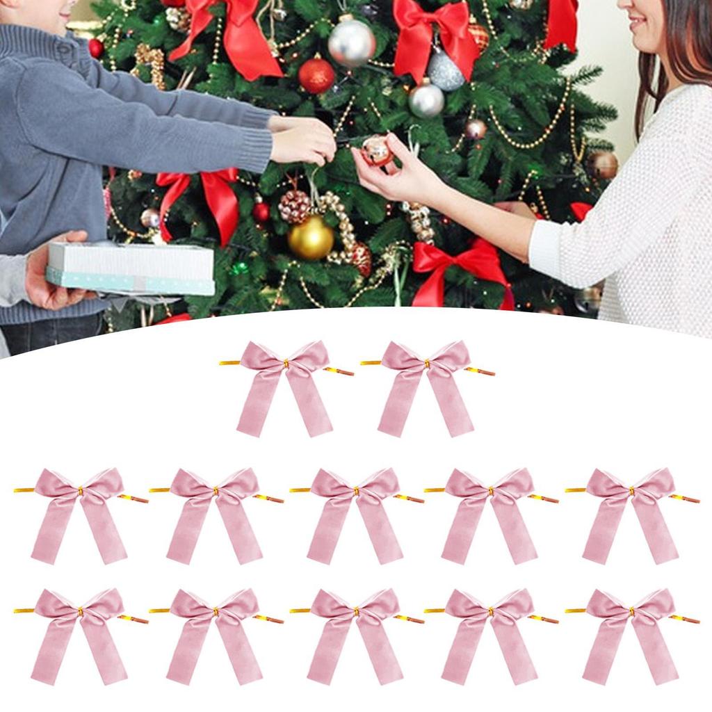 12x Velvet Bows for Christmas Tree Staircase Holiday Wedding, Farmhouse Xmas Topper Ornament, Xmas Decor, Party Craft Wreath Bow