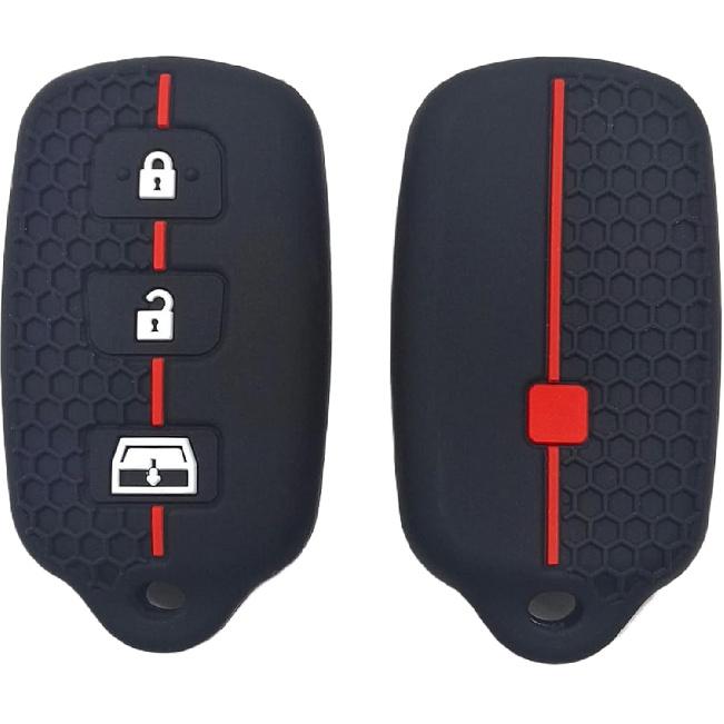 4 Buttons Silicone Key Fob Cover for Toyota 1999-2009 4Runner 2001-2008 Toyota Sequoia, Keyless Remote Holder for HYQ12BAN HYQ1512Y HYQ12BBX (Black)