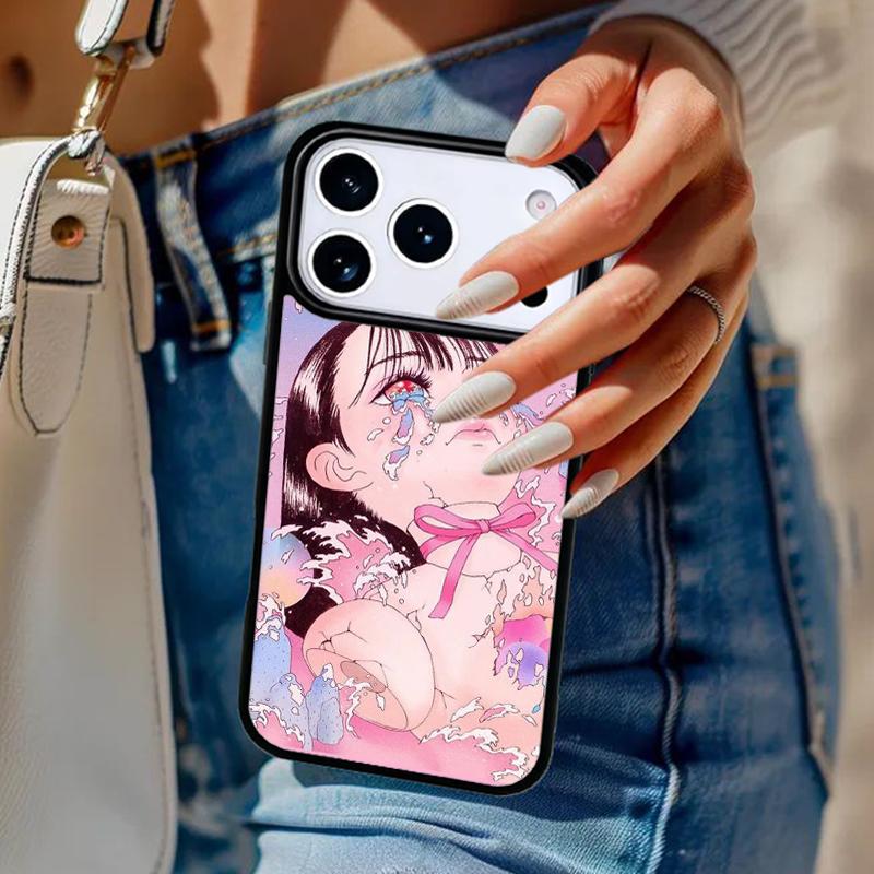 Мультяшная Девочка Иллюстрация Чехол для Телефона Для iPhone 17 Air 14 15 13 12 Max Чехол Для Apple 14 15 16 16e 11 Pro Max Plus Coque