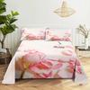 Pink Floral Bed Sheet Set Pillowcase Bedding Linens Cover Flower Queen King Twin Full Size for Single Double Bed Soft Thin