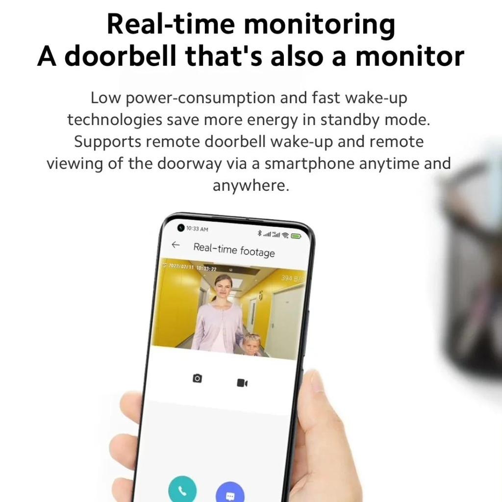 Xiaomi Умный дверной звонок 3 2K Ultra HD Видеодомофон с ночным видением Длительный срок службы батареи AI Распознавание человека Работает с приложением Mi Home